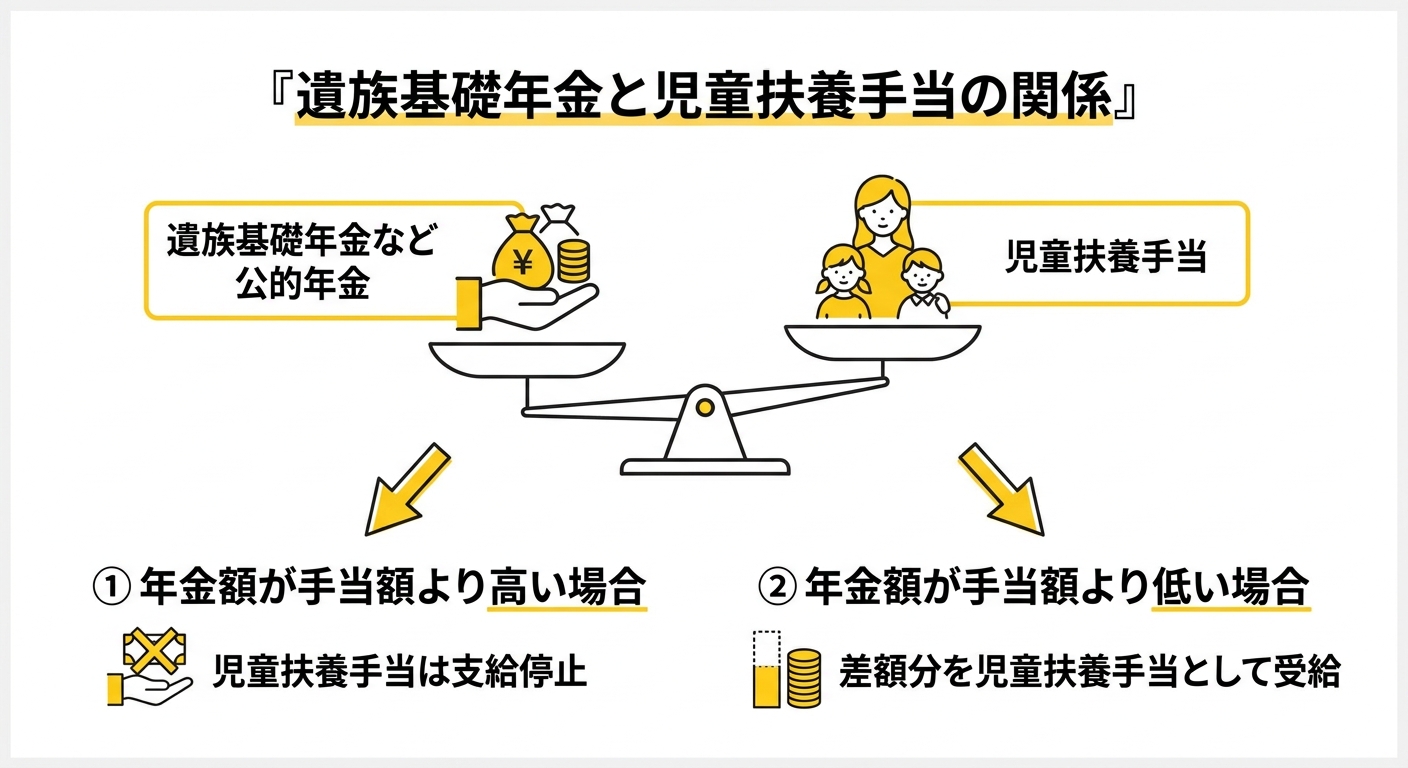 遺族基礎年金と児童扶養手当の併給調整イメージ